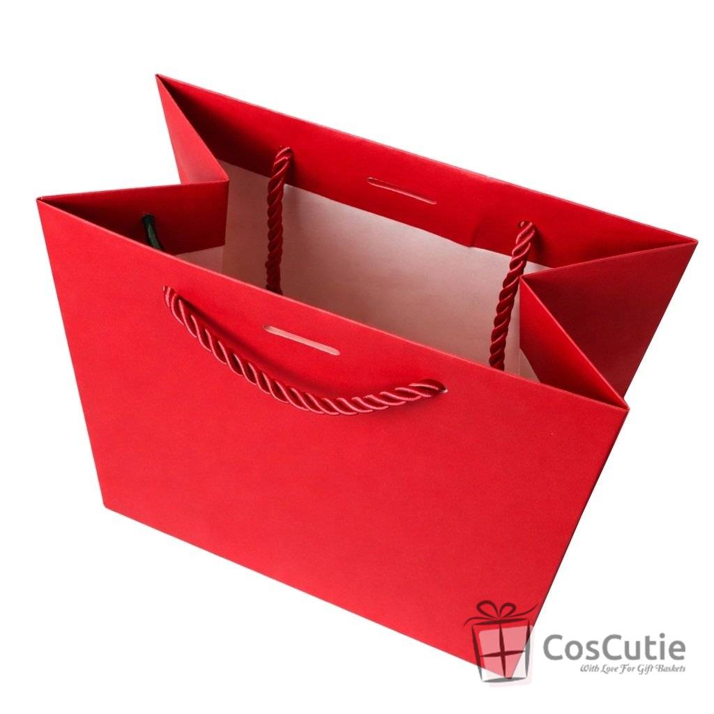 Punga cadou premium Rosu 17x17x11 cm, carton Soft Touch 225 g/mp