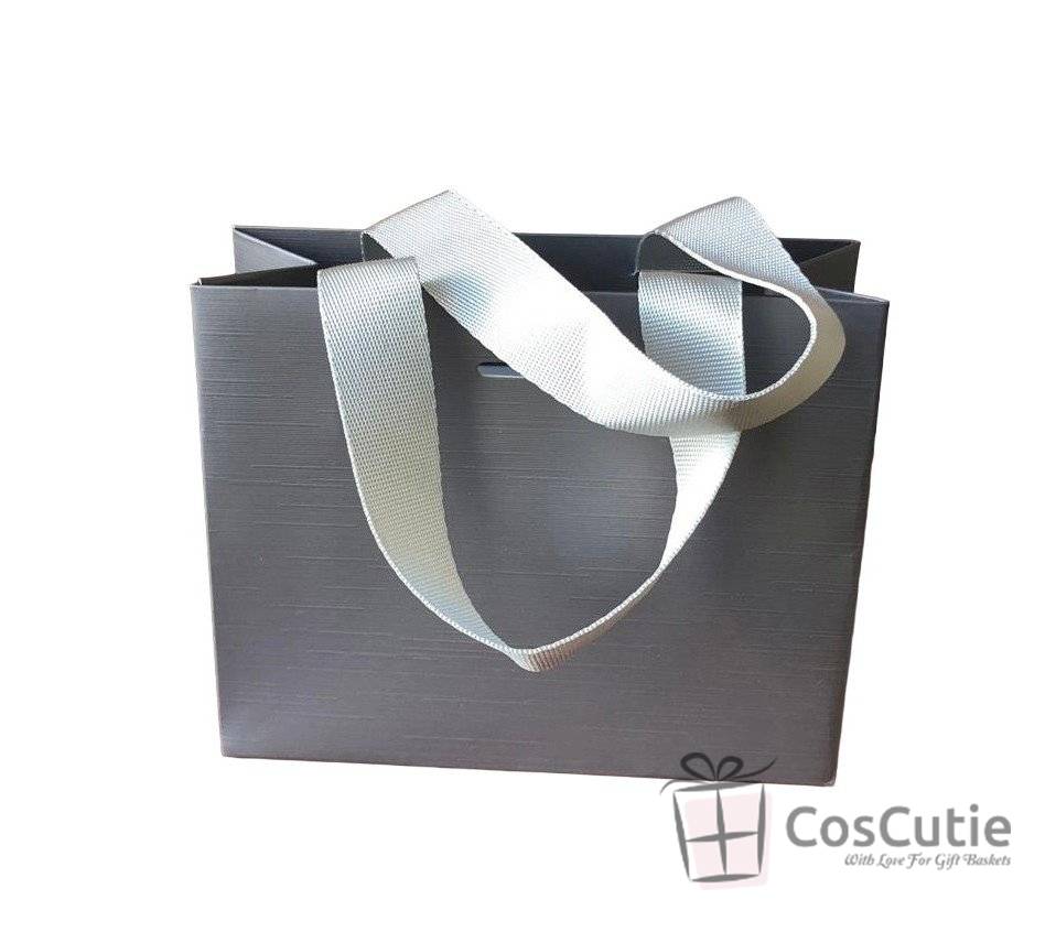 Punga cadou Lux Silver 20x17x9 cm, carton plastifiat 250 g/mp Soft Touch