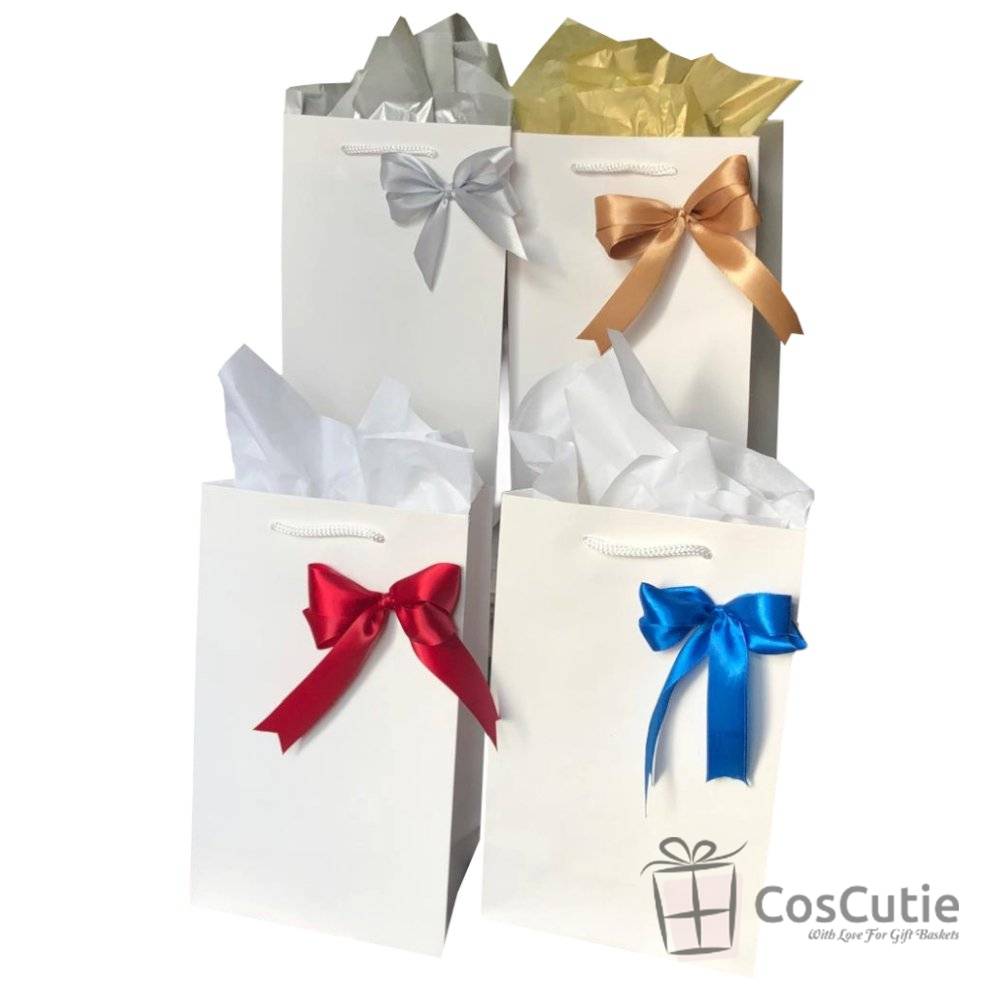 Punga cadou Premium cu Fundita Satin si Hartie de Matase - 16x9x27 cm