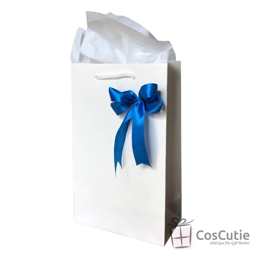 Punga cadou Premium cu Fundita Satin si Hartie de Matase - 16x9x27 cm