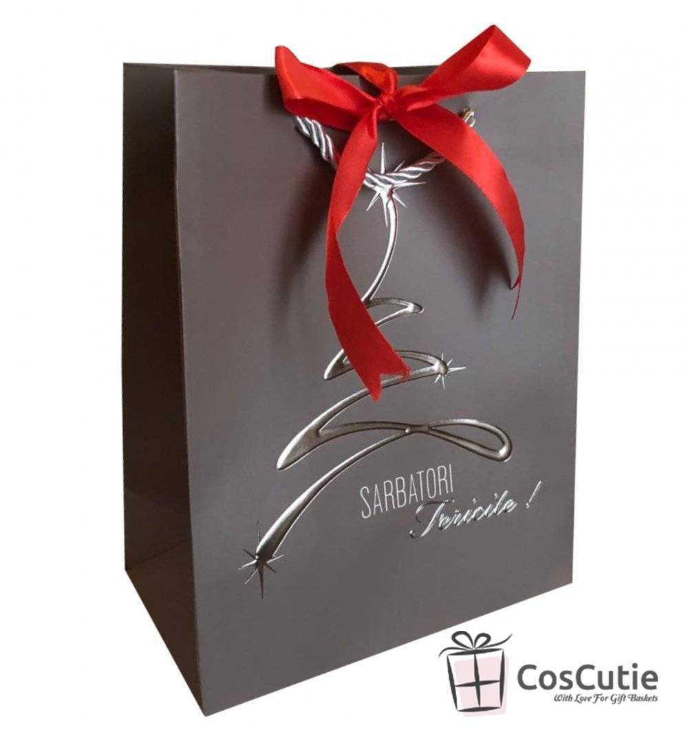 Pungi cadou Premium Craciun, Folio print, 18x23x10 cm