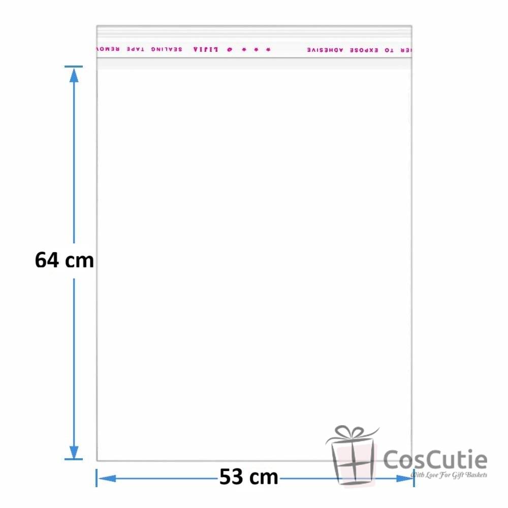 Pungi Celofan Medii pentru cosuri si cadouri, 30 microni, 53x64 cm