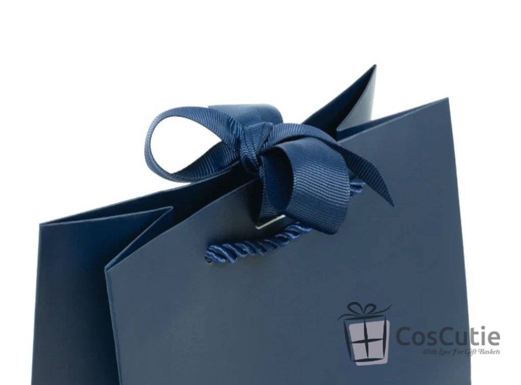 Pungi Premium manere snur catifea, Bleumarin, 18x23x10 cm