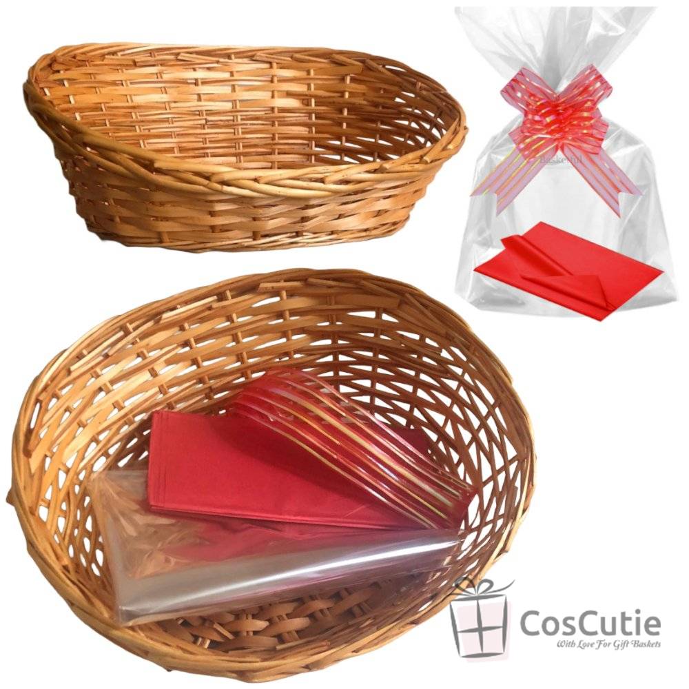 Set cadou complet, Cos mare + Accesorii decorative, 38x30x8/17cm