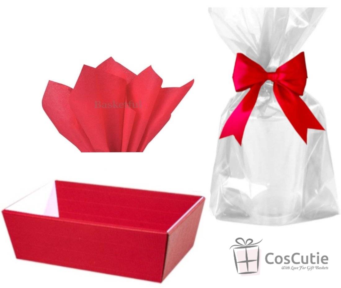 Set cadou Tavita Rosie carton + Accesorii decorative, Rosu, 39x28x8cm
