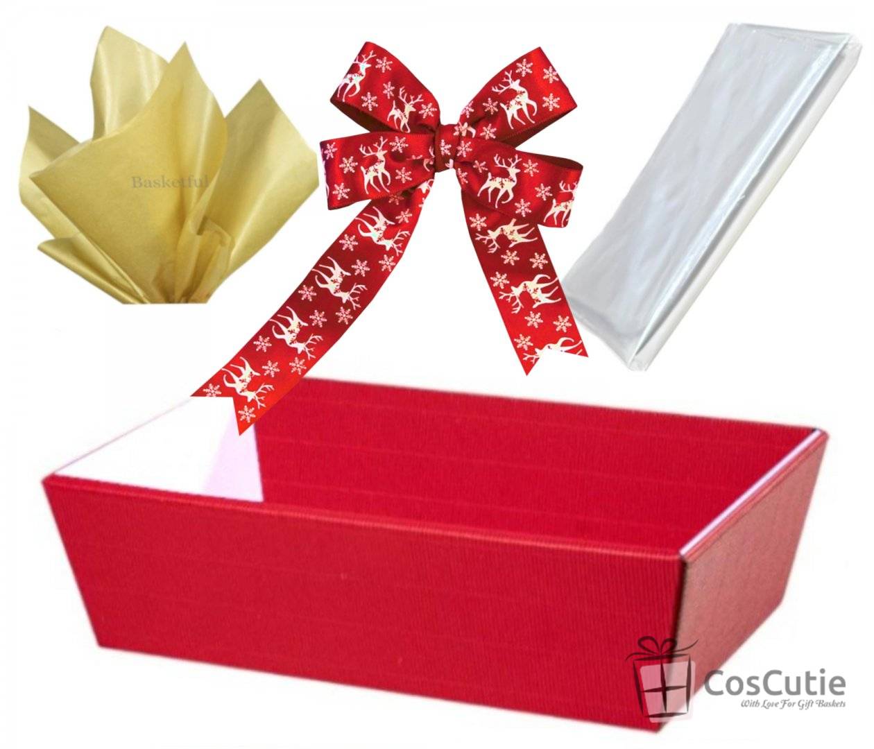 Set cadou Tavita Rosie carton + Accesorii decorative Xmas, 39x28x8cm