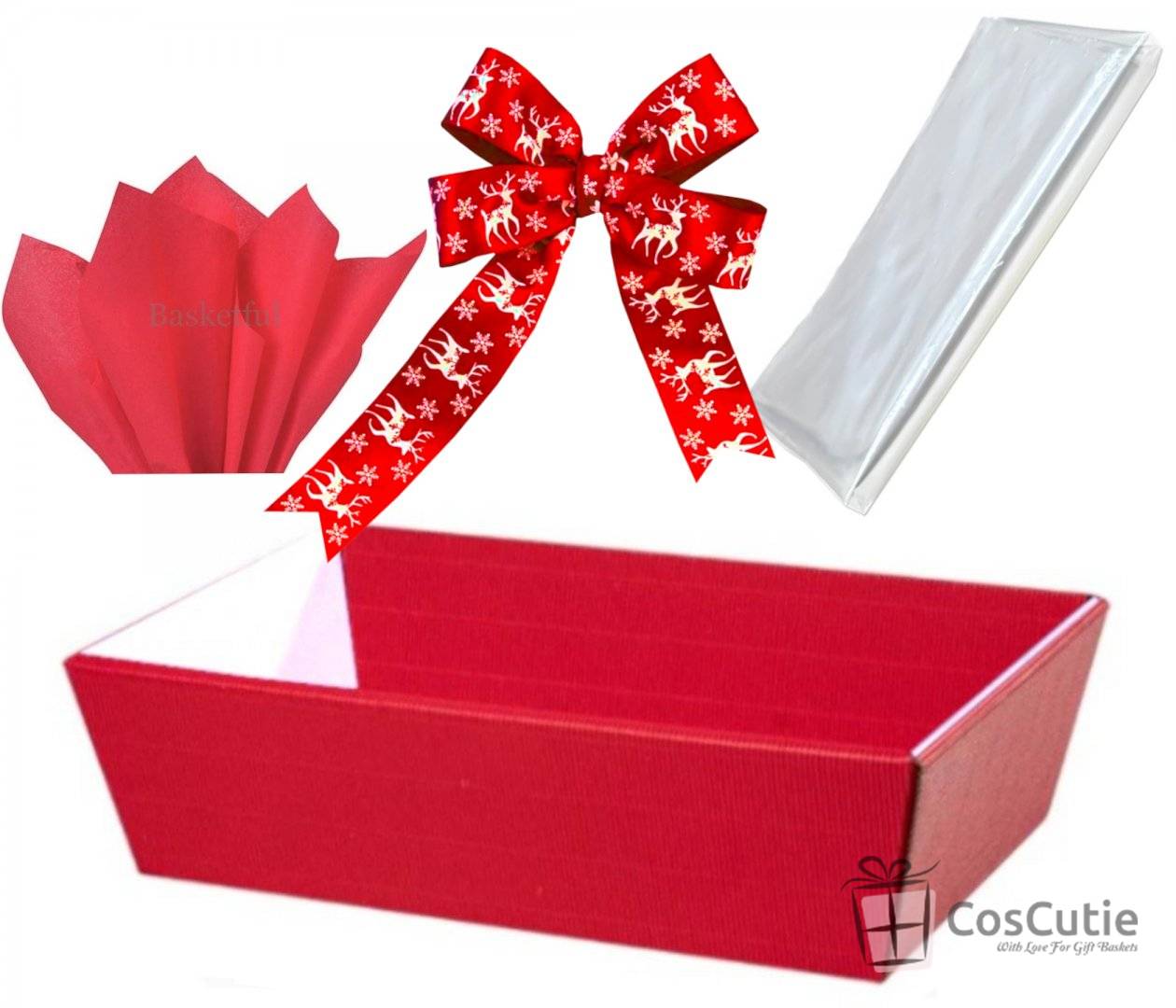 Set cadou Tavita Rosie carton + Accesorii decorative Xmas, 39x28x8cm