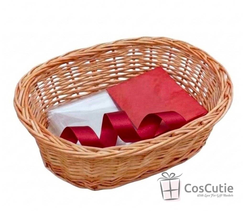 Set Cos Cadou din Rachita cu Accesorii pentru Ambalare, 30x20x10 cm