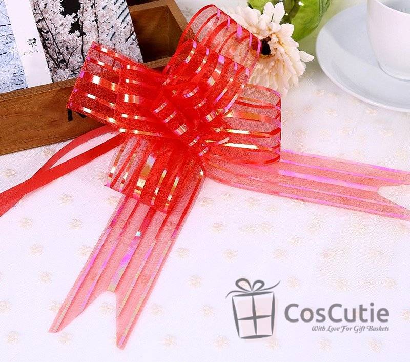 Set ambalare cosuri si cadouri, Pungi celofan 60x85 cm si accesorii decorative