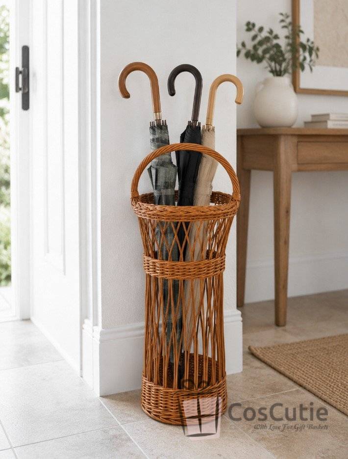Suport decorativ pentru umbrele din rachita, H 70 cm
