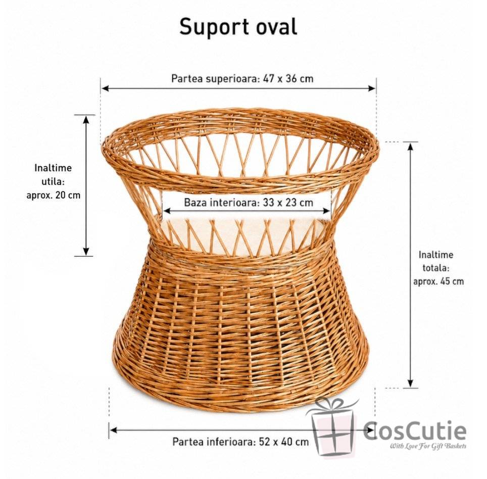 Suport oval din rachita pentru expunere si prezentare produse