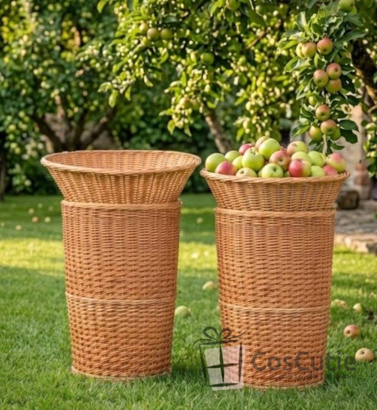  Suport profesional din rachita naturala pentru expunere si depozitare, compus din 2 cosuri, varianta L, 90cm
