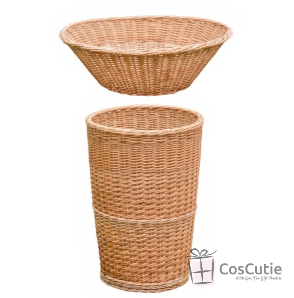 Suport profesional din rachita naturala pentru expunere si depozitare, compus din 2 cosuri, varianta M, 70 cm