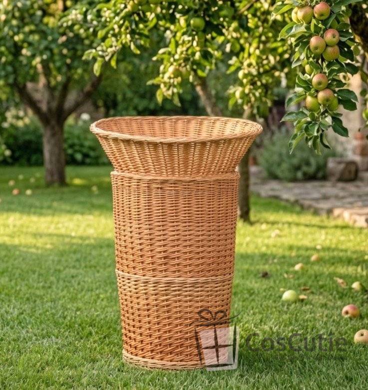 Suport profesional din rachita naturala pentru expunere si depozitare, compus din 2 cosuri, varianta M, 70 cm