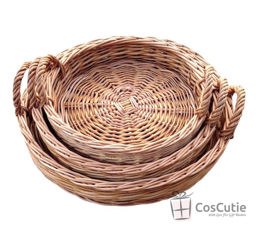 Tava rotunda din rachita cu manere, 35x6 cm