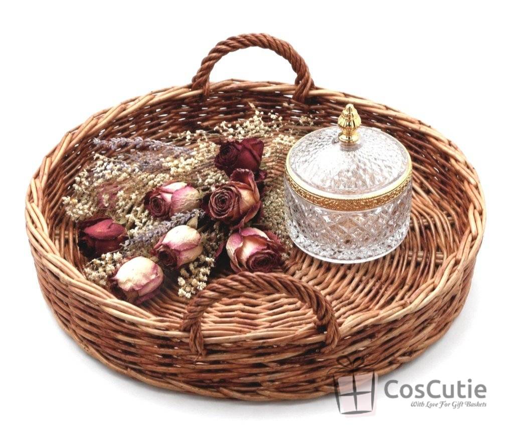 Tava de servire din rachita cu manere, 30x6 cm