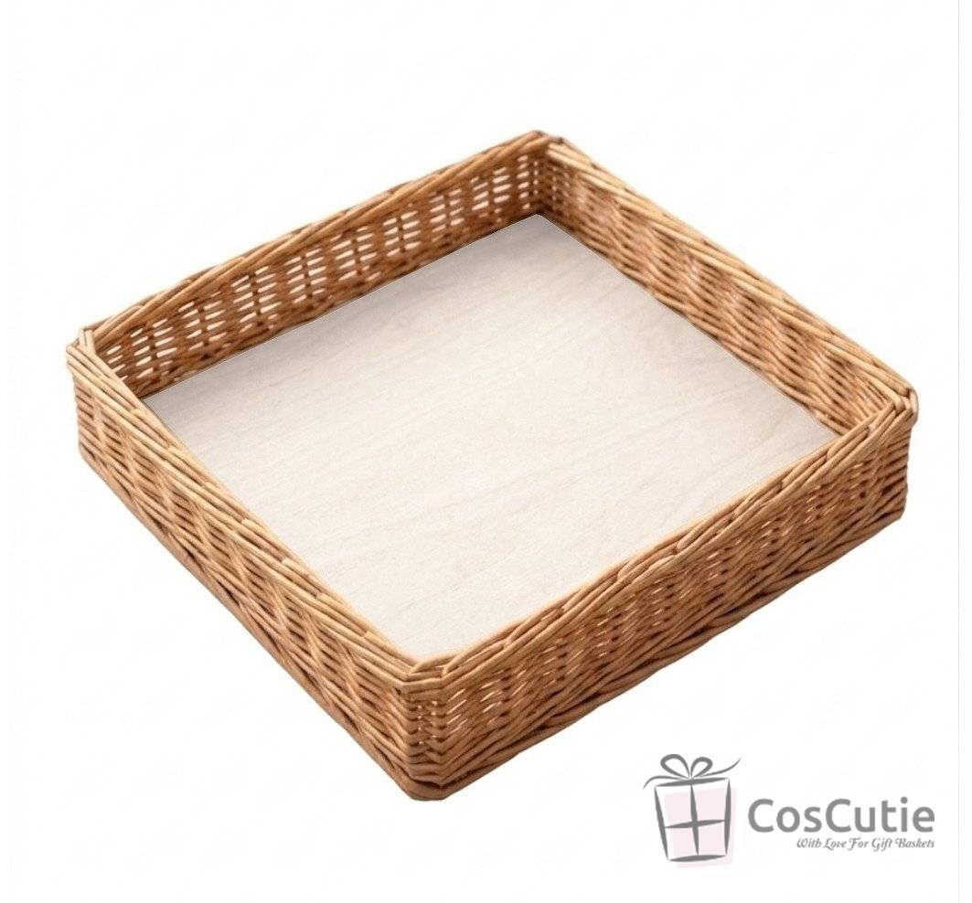 Tava patrata din rachita cu baza din placaj 30x30x5 cm
