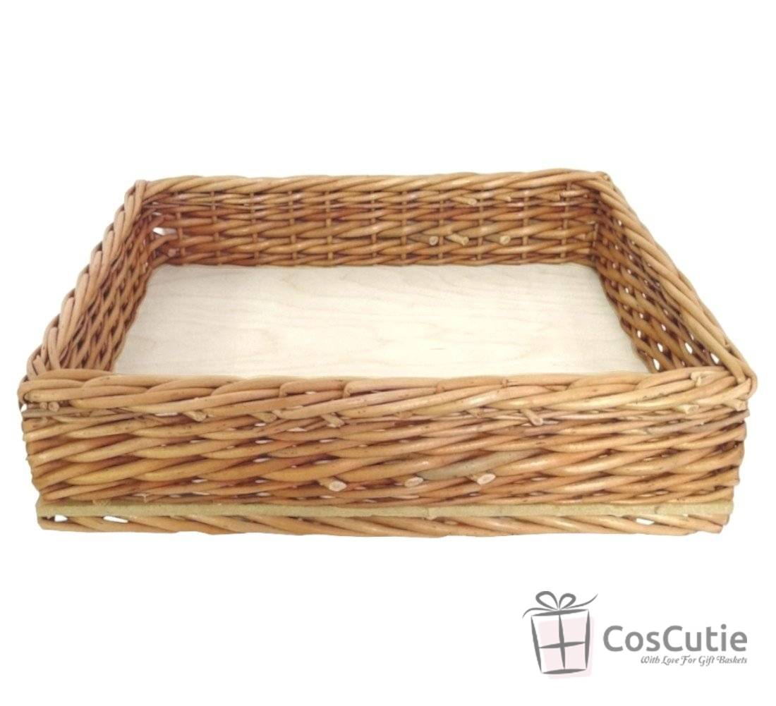 Tava dreptunghiulara din rachita cu baza din placaj 35x20x5 cm