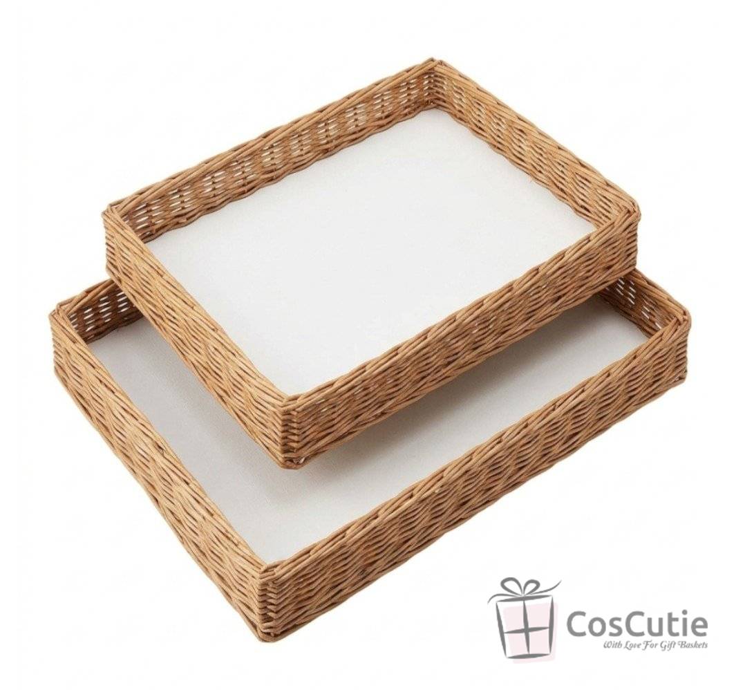 Tava dreptunghiulara din rachita cu baza din placaj 35x20x5 cm