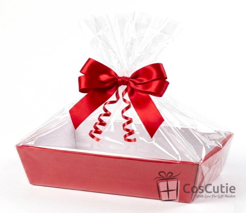 Tavita cadou rosie din carton 39x28x8 cm 