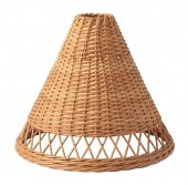 Abajur Conic din Rachita Naturala cu Bordura Decorativa si Impletitura Mixta 33x25 cm
