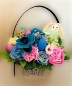 Aranjament floral decorativ Paste, Roz-Blue