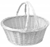 Cos Alb din Rachita pentru Picnic si Cumparaturi cu 2 Manere - 40x30 cm