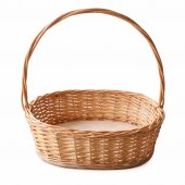 Cos oval din rachita cu baza din placaj 40 cm, XL