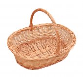Cos oval traditional din rachita cu maner 30 cm, S