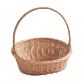 Cos cu toarta din rachita naturala, model oval asimetric, 35 cm