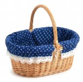 Cos picnic din rachita cu captuseala Albastra, 40 cm