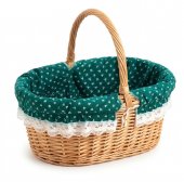 Cos picnic din rachita cu captuseala Verde, 40 cm