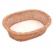 Cos din rachita naturala cu baza din placaj, model oval, 35x25x10 cm