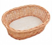 Cos din rachita naturala cu baza din placaj, model oval, 40 cm