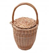 Cos impletit din rachita cu capac, tip poseta, 24x40 cm