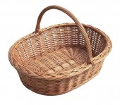 Cos oval traditional din rachita cu maner 50 cm, XXL