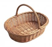 Cos oval traditional din rachita cu maner 40 cm