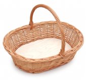 Cos Oval Traditional din Rachita Naturala si Lemn, 35 cm