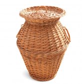 Cos pentru rufe din rachita naturala cu capac, 35x50x70 cm