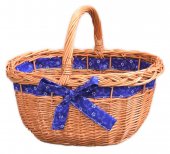 Cos picnic si cumparaturi din rachita cu ribbon decorativ, 37x30x22/35 cm