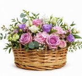 Cos din Rachita pentru Flori cu Baza din Placaj - 20x6 cm