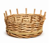 Cos Mic din Rachita pentru Flori cu Baza din Placaj - 15x6 cm