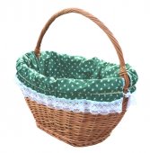 Cos picnic traditional cu husa textila, Verde, 45 cm