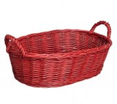 Cos din rachita cu manere, Alb/Rosu, 35x25x12 cm