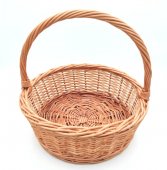 Cos rotund din rachita naturala, pentru cadouri si florarii, 40 cm