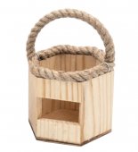 Cosulet din lemn 9x8.5 cm cu maner din iuta si fereastra