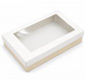 Cutie cadou Crem/Alb cu fereastra transparenta, 40x25x10 cm
