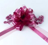 Funda mare Glossy Tul, Pampon bucle mari, Alb, Bordo, 20cm