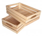 Ladita din Lemn Natural cu Manere Integrate, 40x30x15 cm