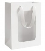 Punga cadou alba cu fereastra transparenta, 30x20x16 cm